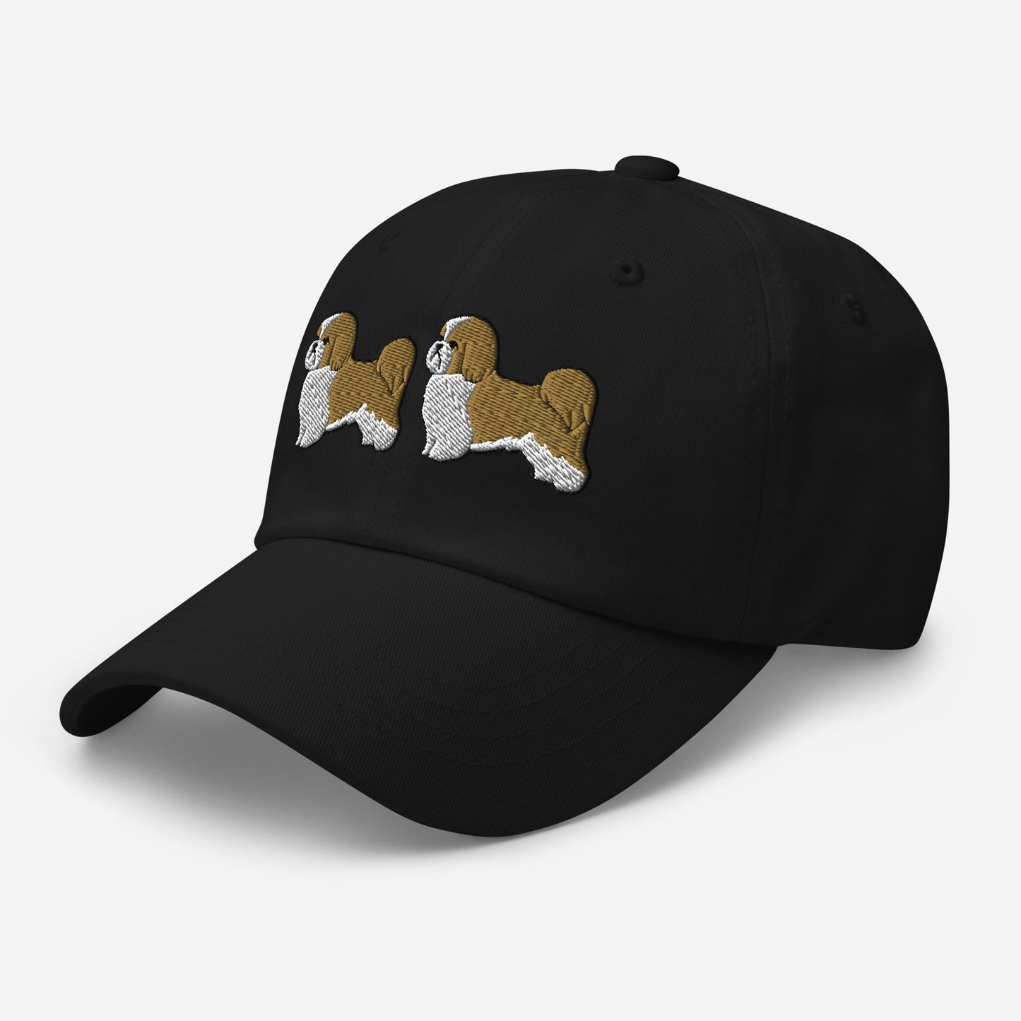 Two Shih Tzus (Gold & White) Embroidered Hat