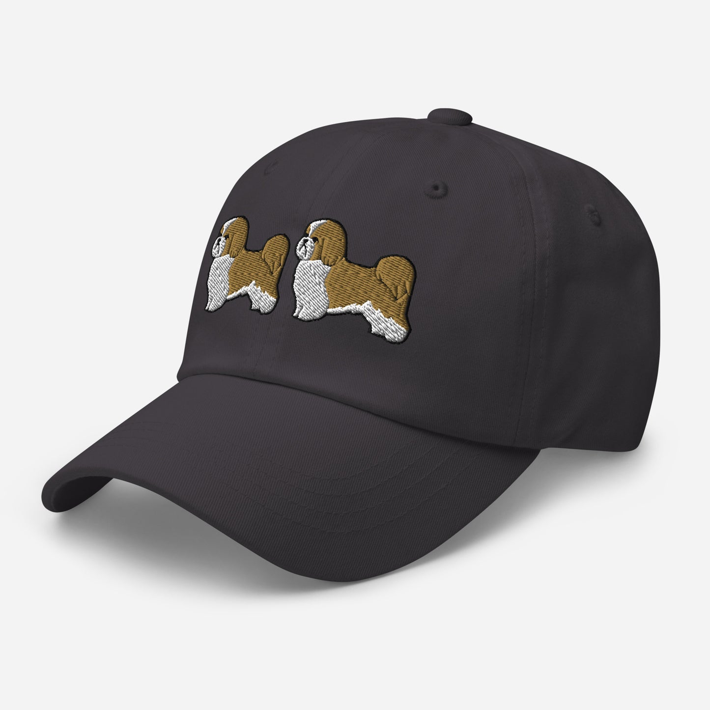 Two Shih Tzus (Gold & White) Embroidered Hat