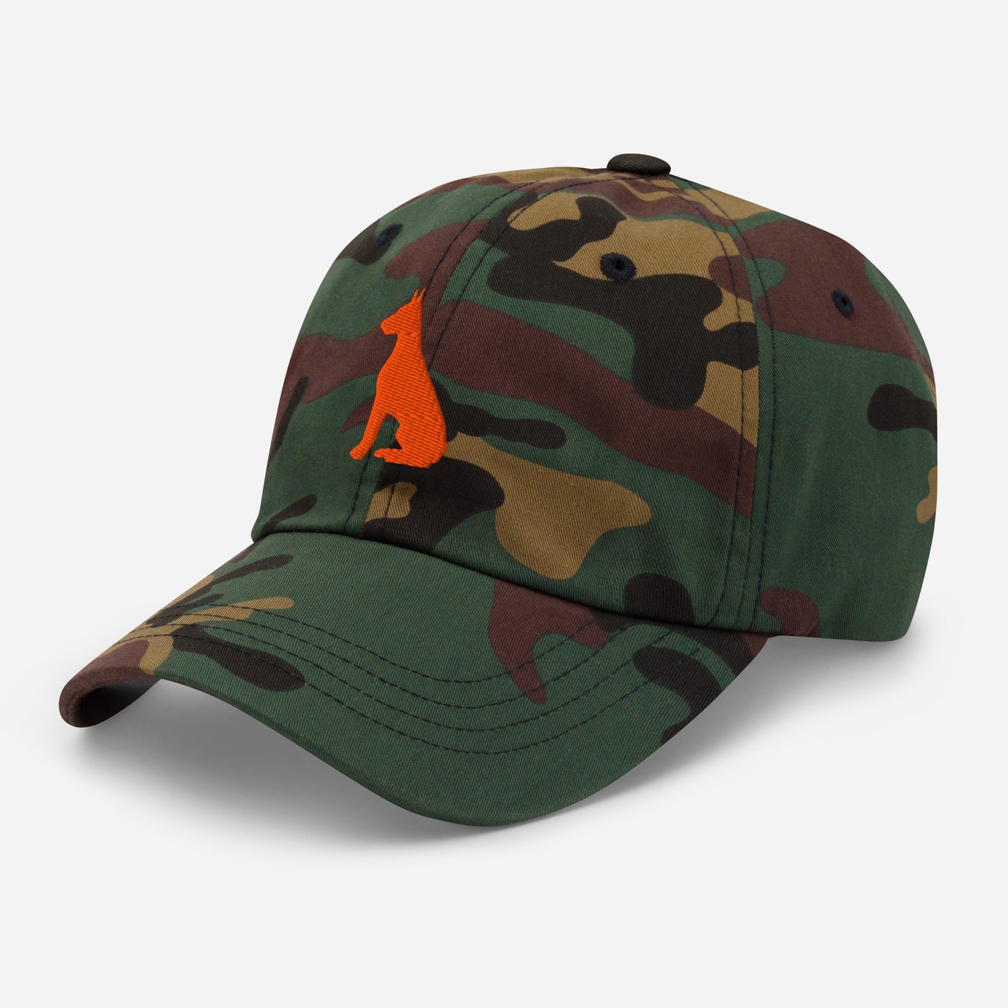 Doberman Silhouette (Orange) Embroidered Hat