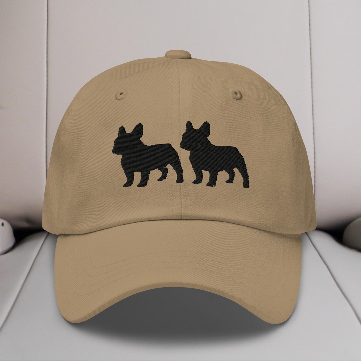 Two French Bulldog Silhouettes Embroidered Hat