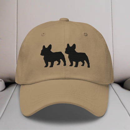 Two French Bulldog Silhouettes Embroidered Hat