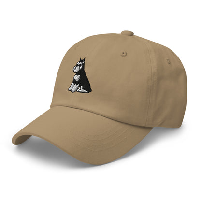 Schnauzer Sit (Black & Silver - Cropped) Embroidered Hat