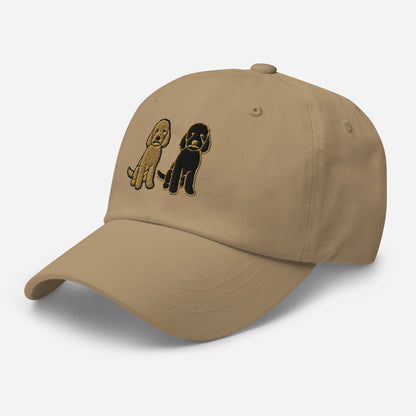 Two Goldendoodles (Gold + Black) Embroidered Hat