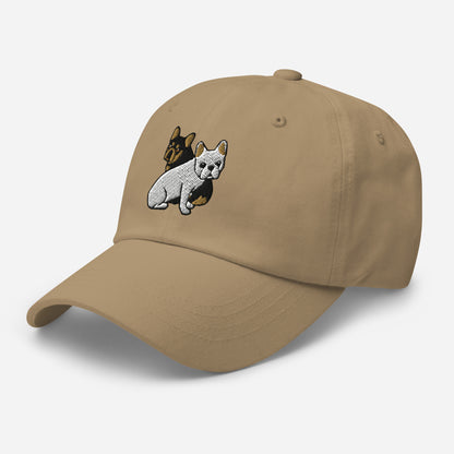 Two Frenchies (Cream + Black/Tan) Embroidered Hat