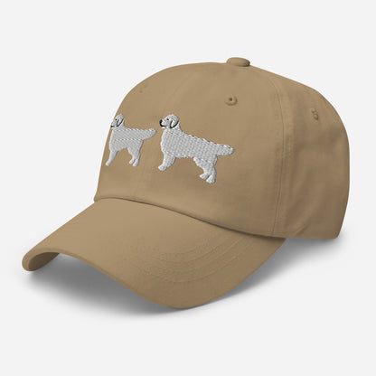 Two Golden Retrievers (English Cream) Embroidered Hat