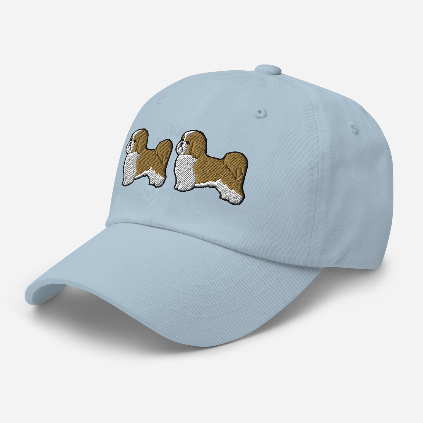 Two Shih Tzus (Gold & White) Embroidered Hat