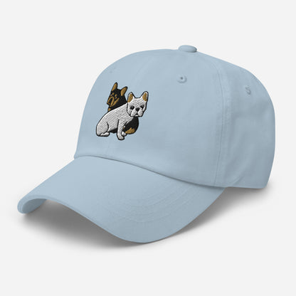 Two Frenchies (Cream + Black/Tan) Embroidered Hat
