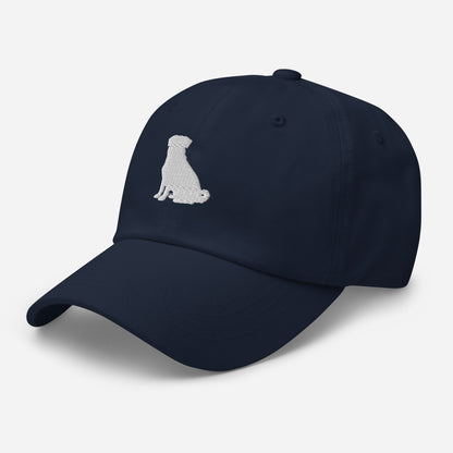 Pug Sit Silhouette Embroidered Hat