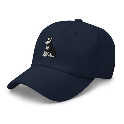 Schnauzer Sit (Black & Silver - Cropped) Embroidered Hat