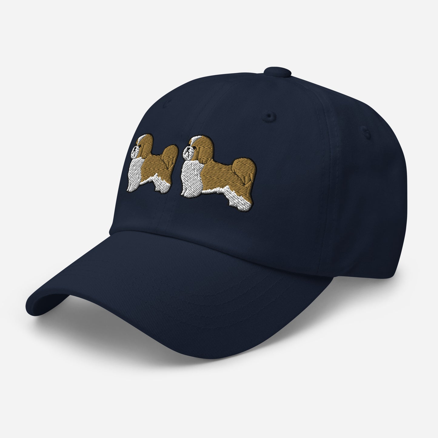Two Shih Tzus (Gold & White) Embroidered Hat