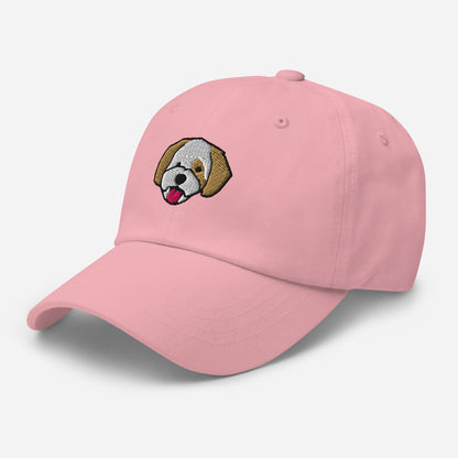 Cavapoo Head (White & Gold) Embroidered Hat