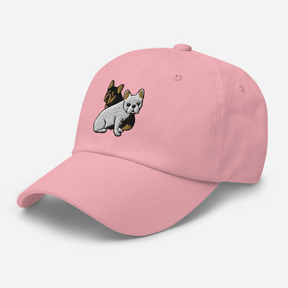 Two Frenchies (Cream + Black/Tan) Embroidered Hat