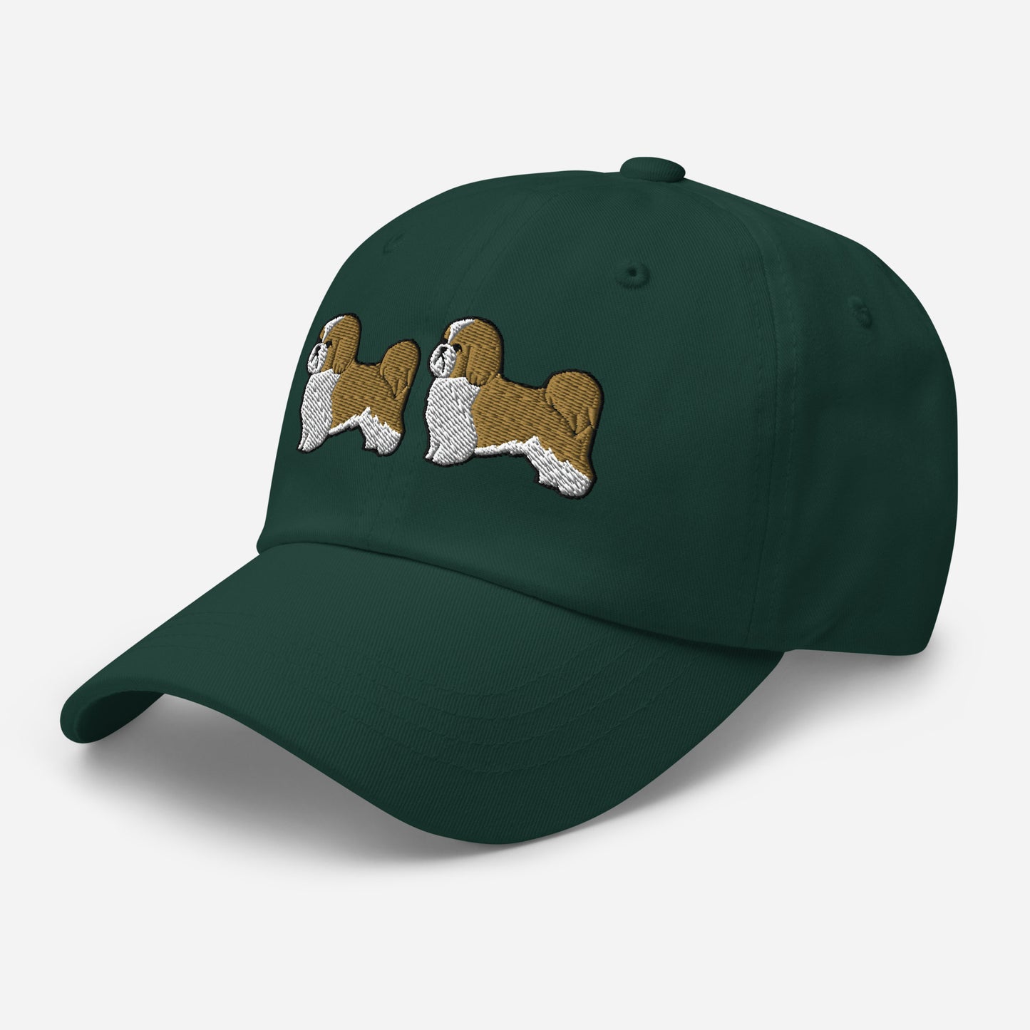 Two Shih Tzus (Gold & White) Embroidered Hat