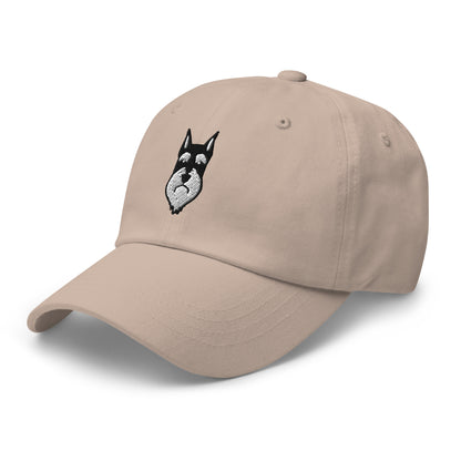 Schnauzer Head (Black & Silver - Cropped) Embroidered Hat