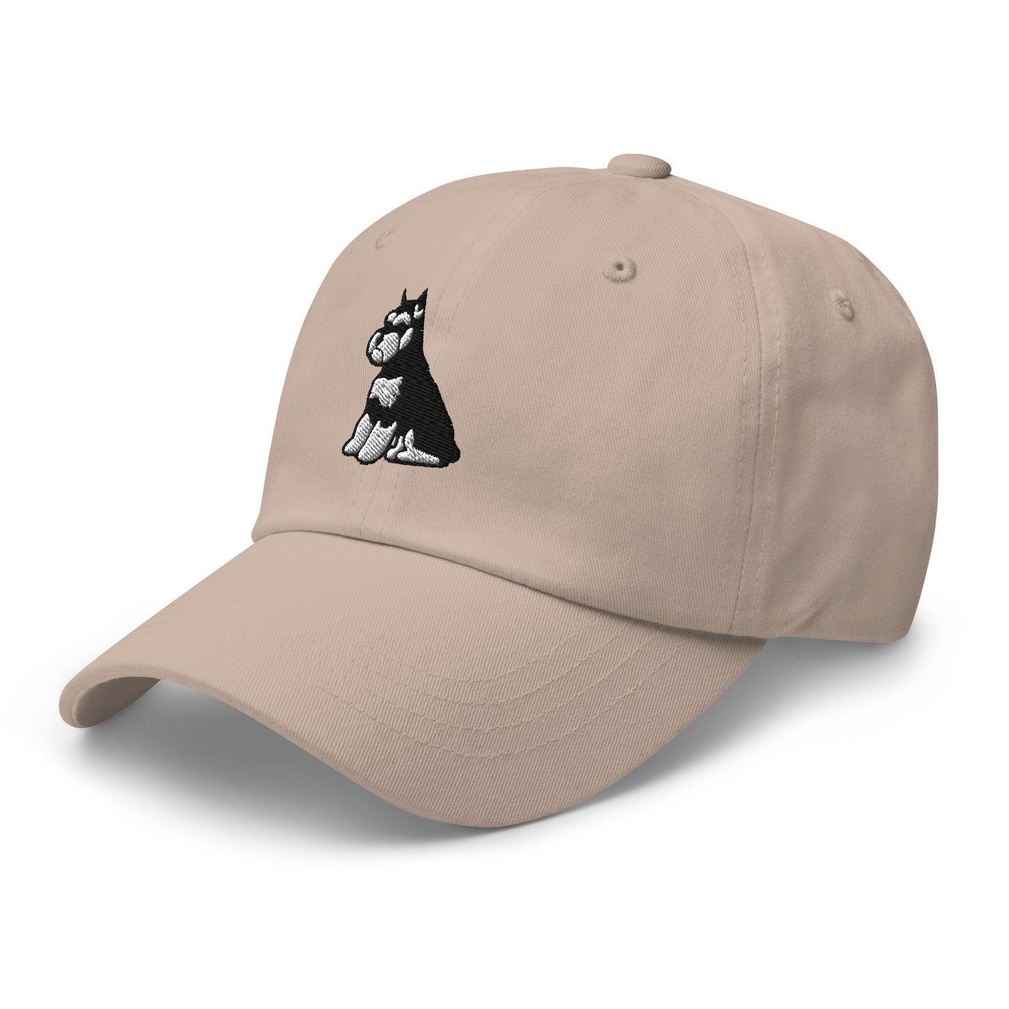 Schnauzer Sit (Black & Silver - Cropped) Embroidered Hat