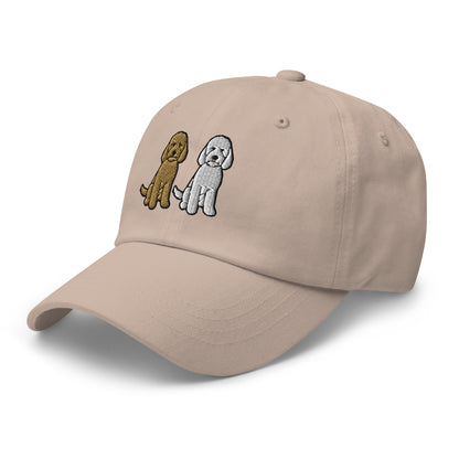 Two Goldendoodles (Gold + White) Embroidered Hat