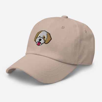 Cavapoo Head (White & Gold) Embroidered Hat