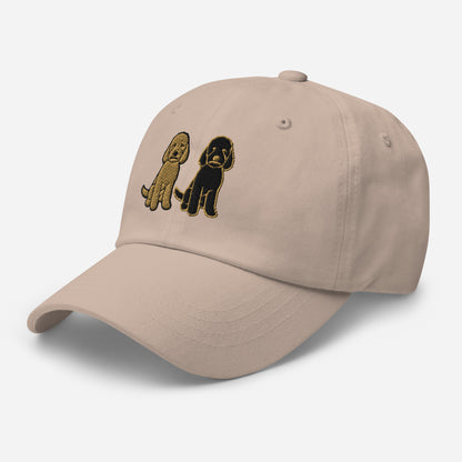 Two Goldendoodles (Gold + Black) Embroidered Hat