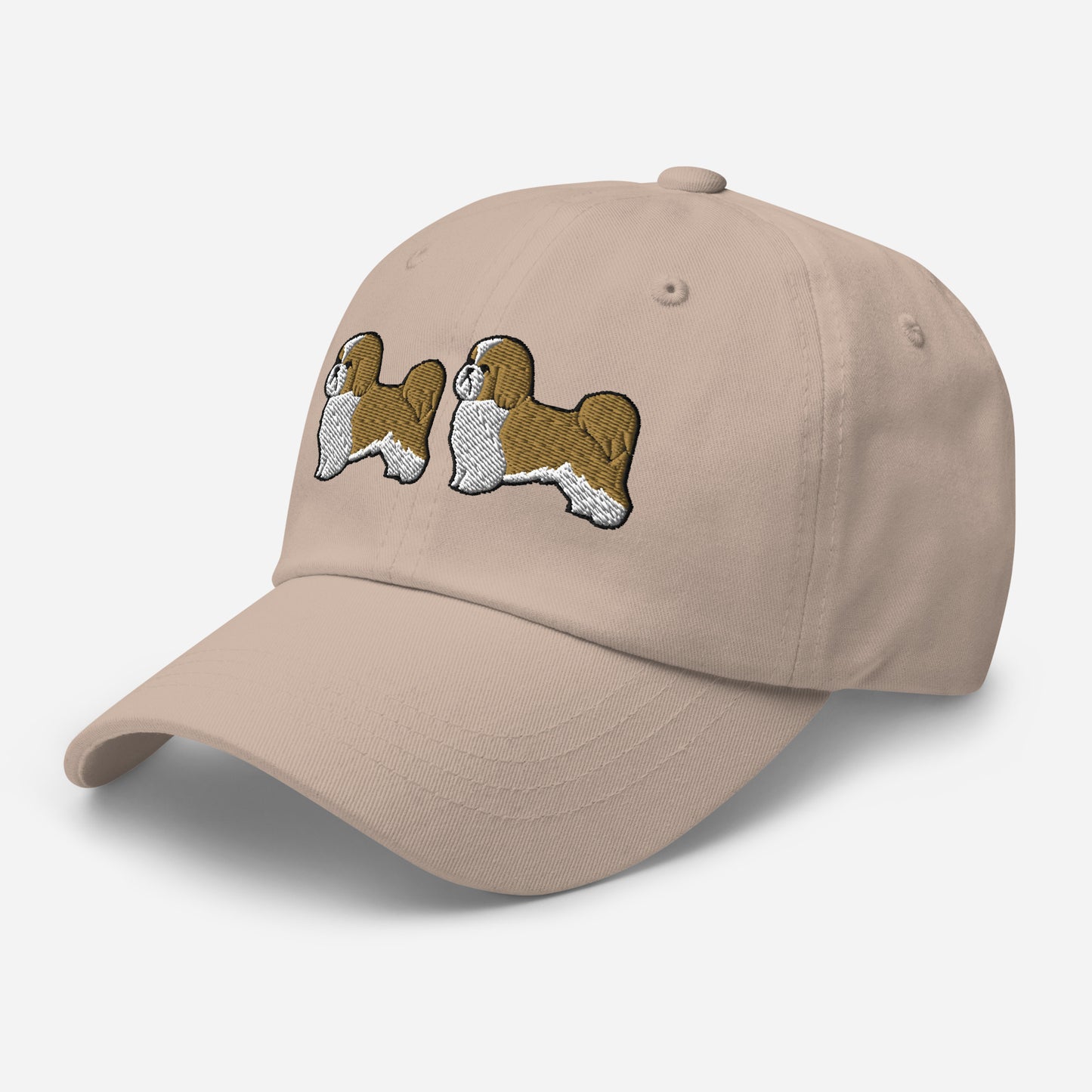 Two Shih Tzus (Gold & White) Embroidered Hat