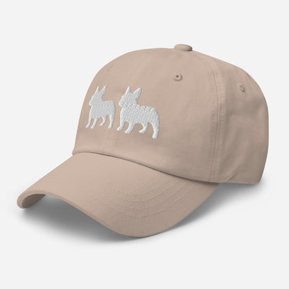 Two French Bulldog Silhouettes Embroidered Hat