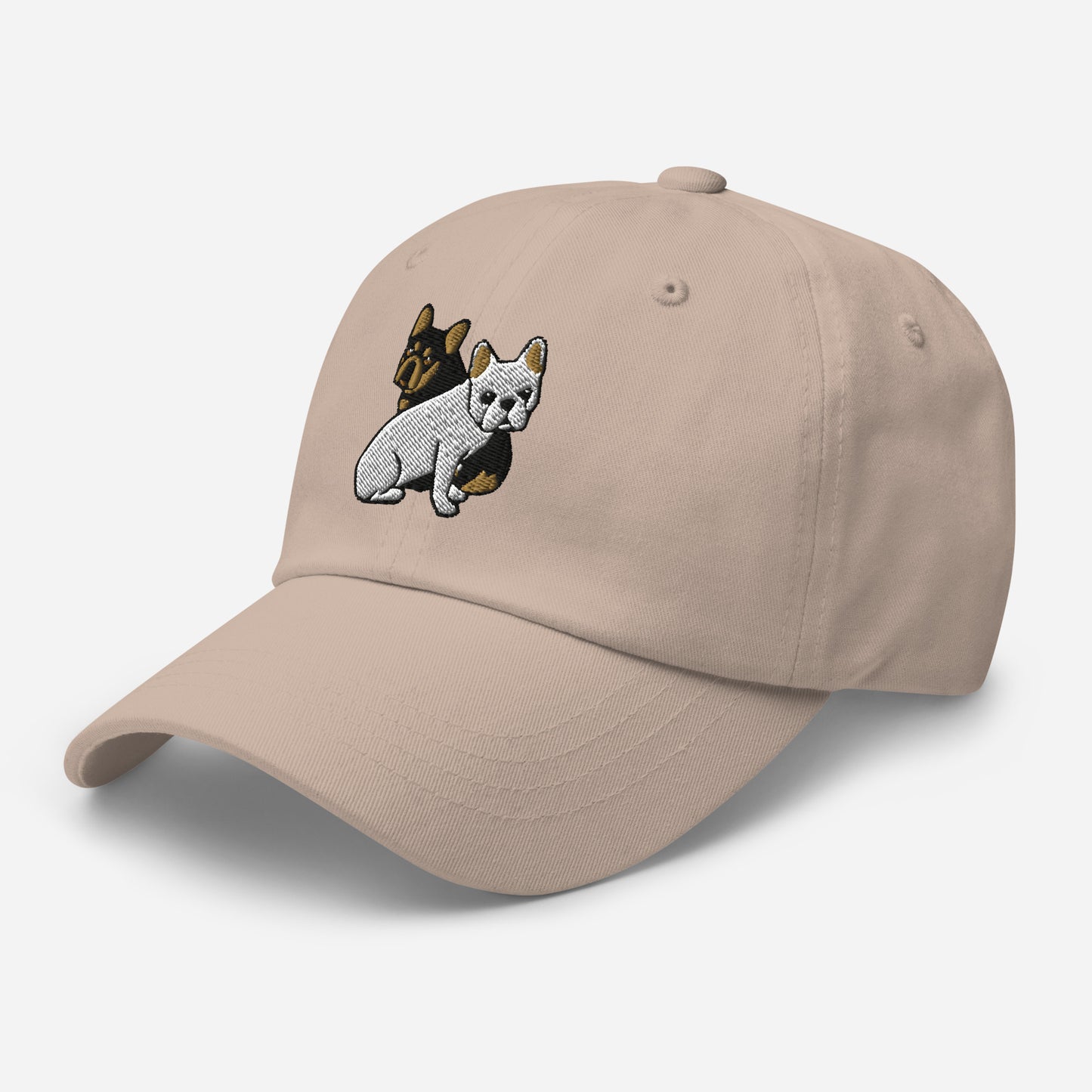 Two Frenchies (Cream + Black/Tan) Embroidered Hat