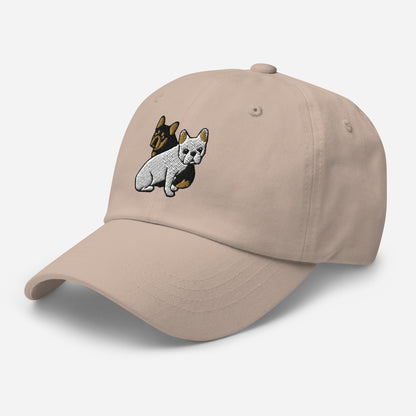 Two Frenchies (Cream + Black/Tan) Embroidered Hat