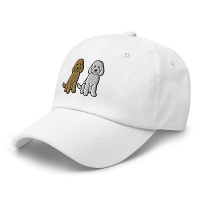 Two Goldendoodles (Gold + White) Embroidered Hat