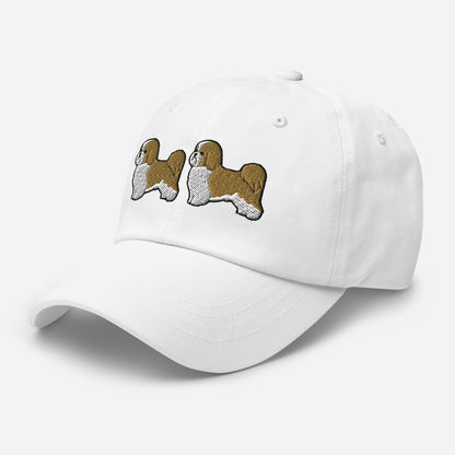 Two Shih Tzus (Gold & White) Embroidered Hat