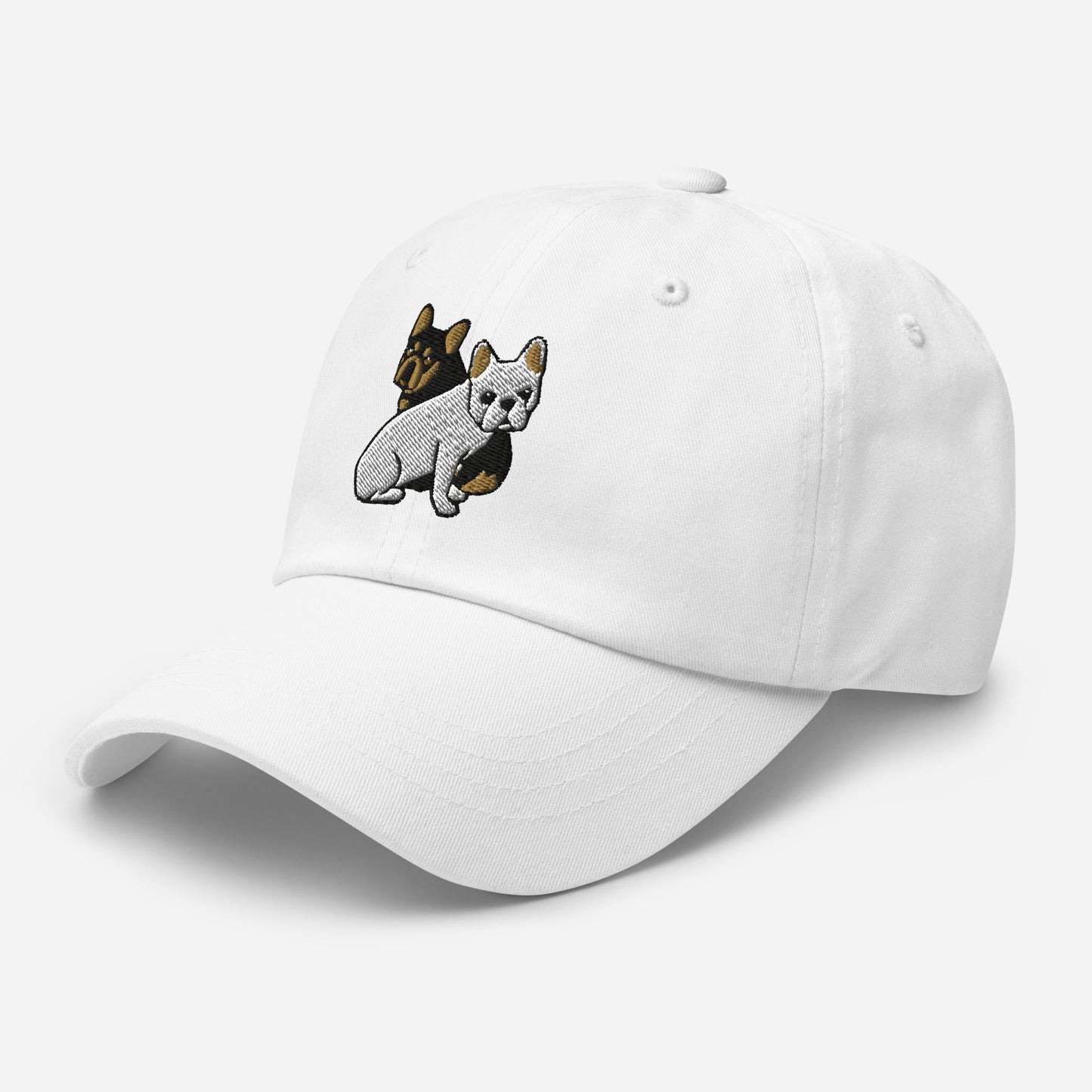Two Frenchies (Cream + Black/Tan) Embroidered Hat